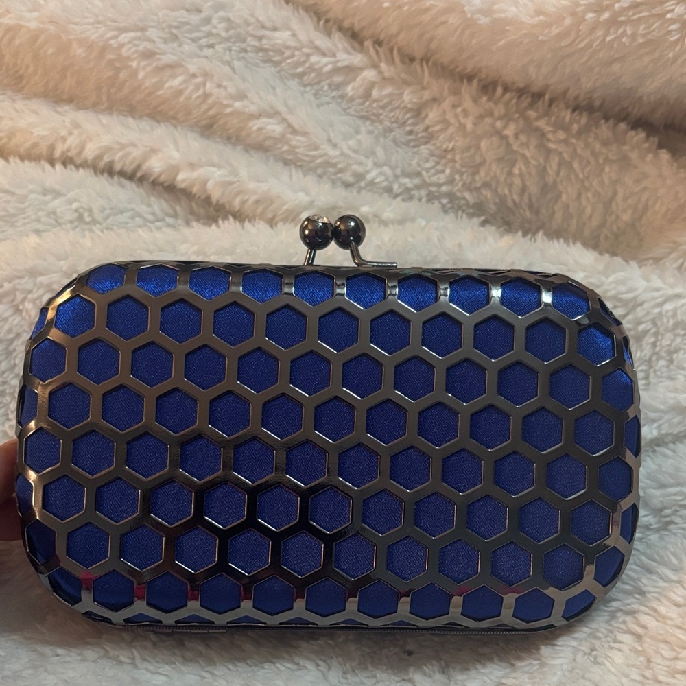 Blue Hexagon Clutch